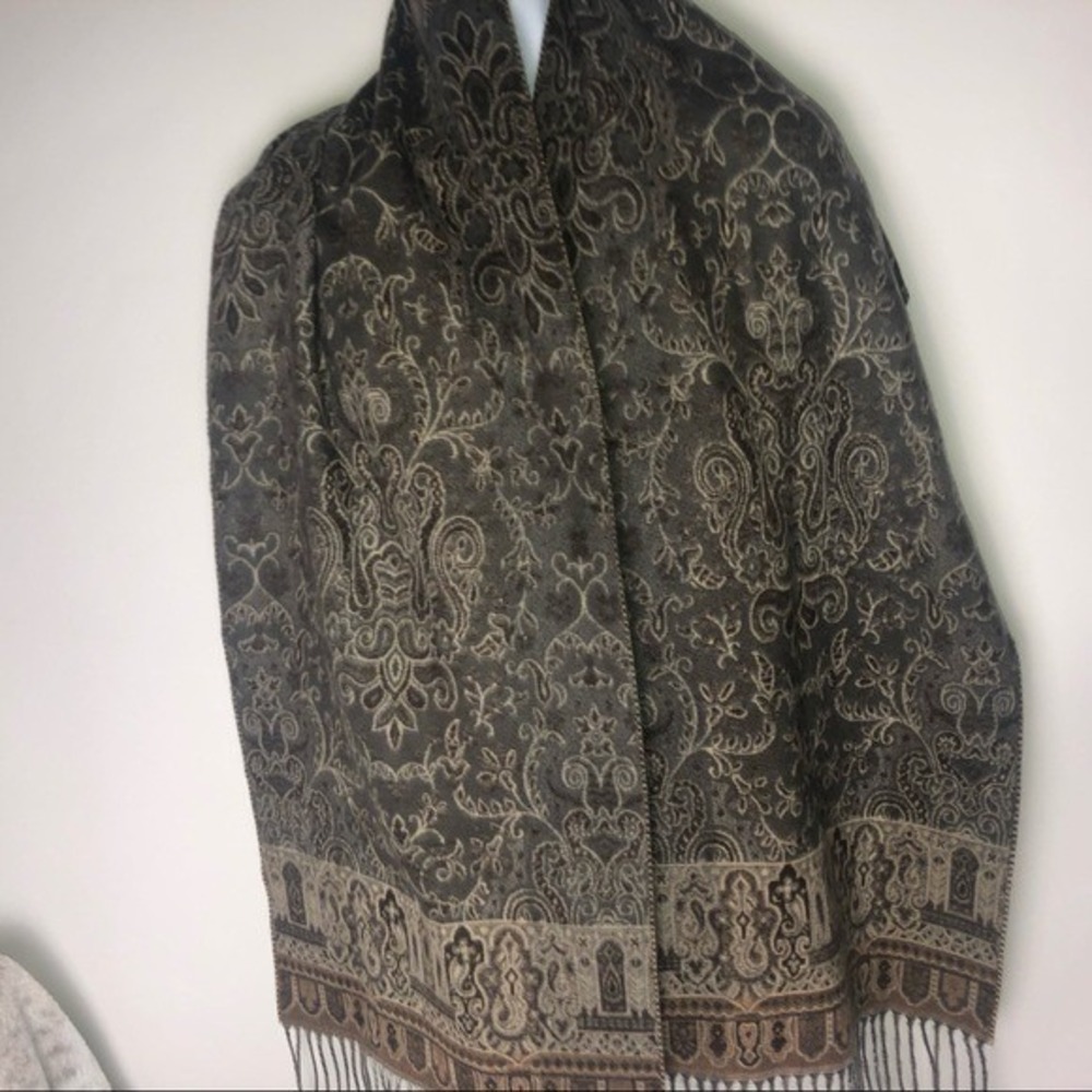 Dillard's Scarf Brown & Tan Graphic Bohemian Print Steam Punk